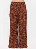 Fall Floral Print Corduroy Pants