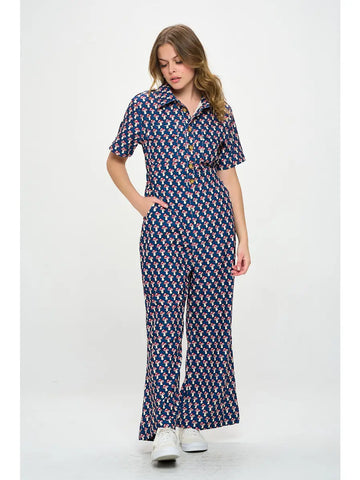 Mushroom Print Corduroy Jumpsuit Overalls