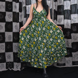 Green Witchcore Mystical Cat Maxi Dress - One Size