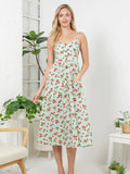 Mint Strawberry Print Cami Dress