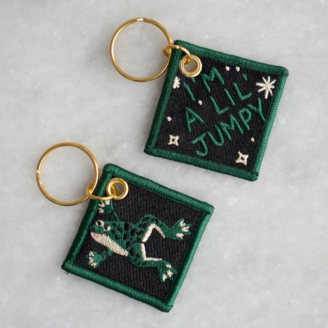 I'm A Lil Jumpy Frog Embroidered Keychain