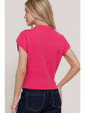 Cap Sleeve Mock Neck Sweater Top