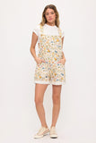 Rooster and Floral Print Shortalls