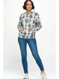 Allover Skull Print Hoodie with Pocket