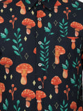 Men's Navy Mushroom Printed Woven Fun Print Short Sleeve Cotton Shirt