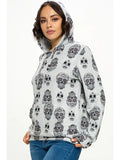 Allover Skull Print Hoodie with Pocket