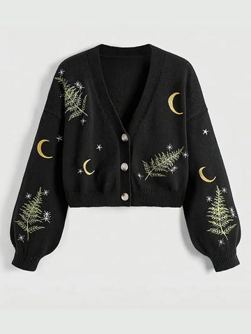 Cropped Moon & Fern Cardigan