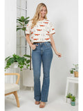 Fox Print Cotton Crop Top