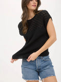 Eyelet Yoke Sweater Knit Top