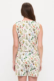 Floral Garden Print V Neck Vest