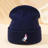 Embroidered Pigeon Beanie