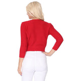 3/4 Sleeve Button-Up Cropped Cardigan - Assorted Colours