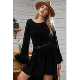 Hi-Low Bell Sleeve Dress with Ruffle Detail
