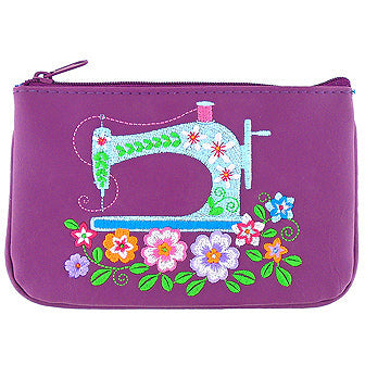 Vintage Sewing Machine Embroidered Change Purse