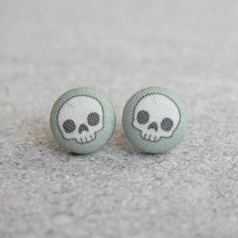 Little Skull Cloth Button Earrings