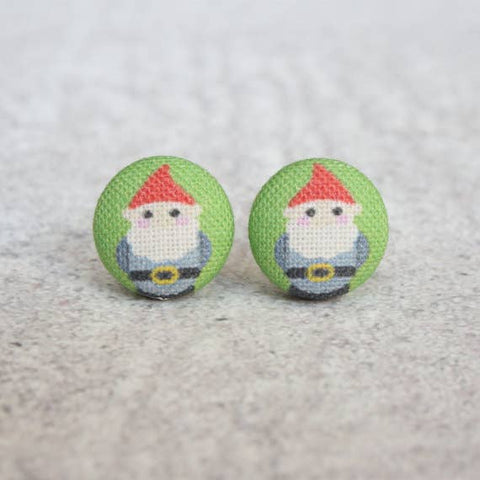 Gnome Cloth Button Earrings