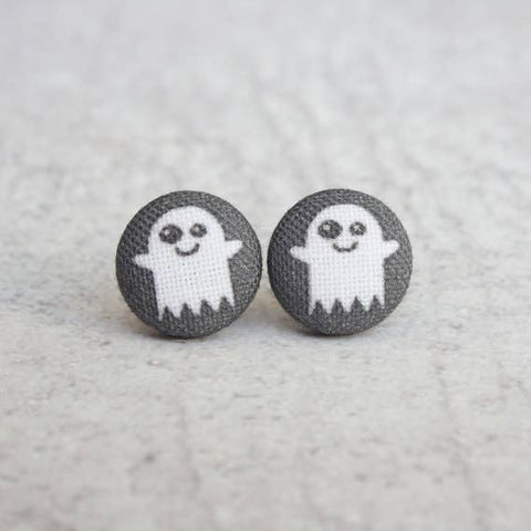 Ghost Cloth Button Earrings