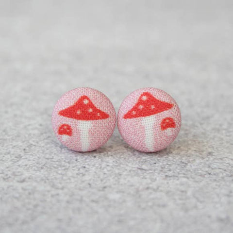 Mushroom Cloth Button Earrings