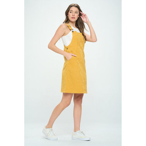 Mustard Yellow Corduroy Overall Dress