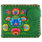 Polish flower embossed vegan leather bifold medium wallet