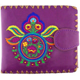 Mehndi Pattern Embroidered Vegan Leather Medium Wallet