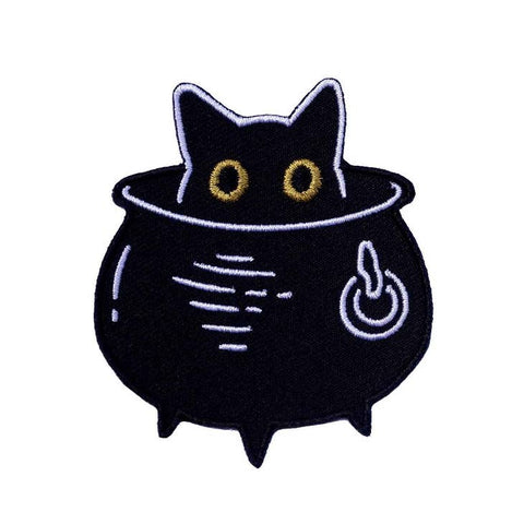 Cat in a Cauldron Embroidered Patch