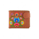 Polish flower embossed vegan leather bifold medium wallet