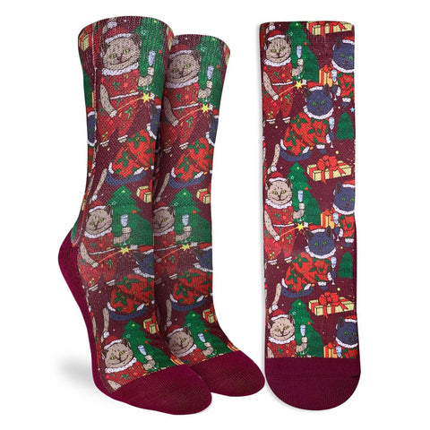 Christmas Cats Active Fit Socks - Women's Sizing