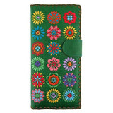 Flower Pattern Vegan Leather Large Embroidered Wallet
