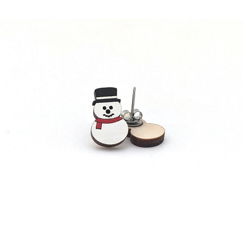 Wooden Snowman Studs