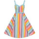 Rainbow Sherbet Striped Swing Dress
