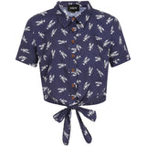 Lobster Print Tie Blouse
