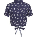 Lobster Print Tie Blouse