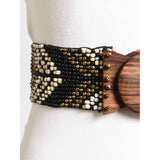 Beaded Stretch Belt with Wooden Clasp