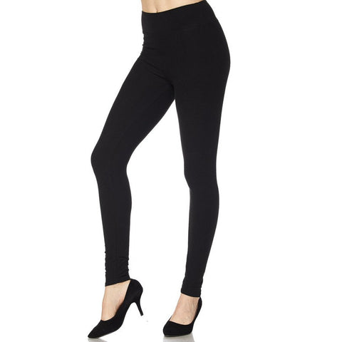 Solid Black Leggings with Wide Waist Band