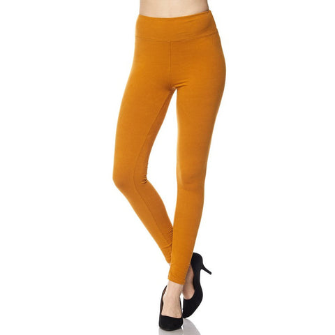 Solid Mustard Leggings with Wide Waist Band