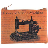 The history of sewing machine vintage style printed vegan coin purse