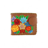 Mexican Floral Embroidered Vegan Leather Medium Wallet