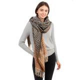 Chevron Pattern & Ombre Color Scarf with Tassels - Assorted Colours
