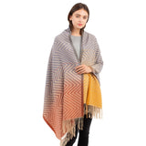 Chevron Pattern & Ombre Color Scarf with Tassels - Assorted Colours