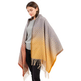 Chevron Pattern & Ombre Color Scarf with Tassels - Assorted Colours