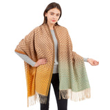 Chevron Pattern & Ombre Color Scarf with Tassels - Assorted Colours