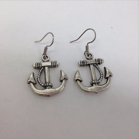 Large Anchor Charm Earrings