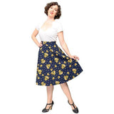 Navy with Yellow Flowers Circle Skirt