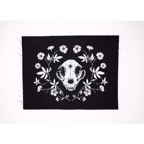 Cat Skull & Cinquefoil Screen Printed Patch