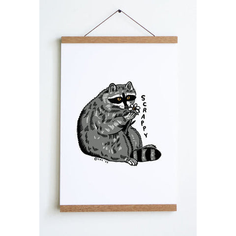 Scrappy Raccoon Art Print