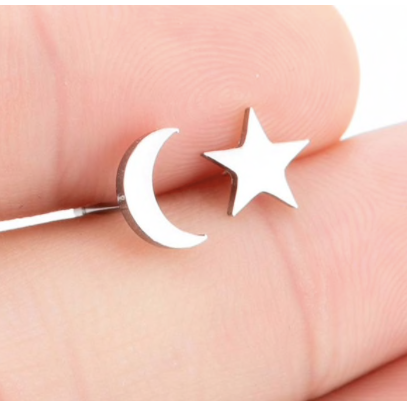 Moon and Star Mismatched Studs