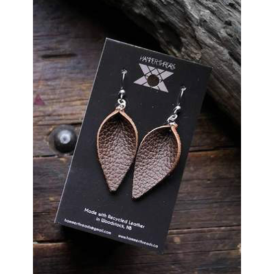 Pinched Leaf Recycled Leather Earrings Heartbreak Boutique