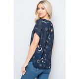Celestial Print Loose Fitting Top
