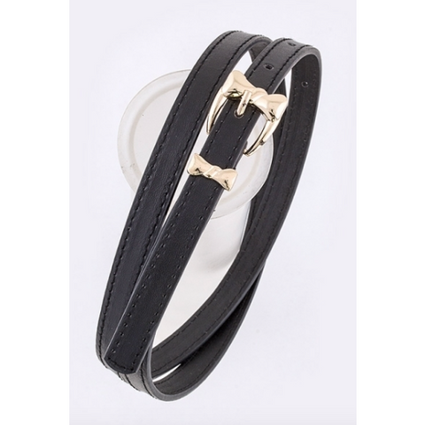 Bow Buckle Skinny Belt - Assorted Colours